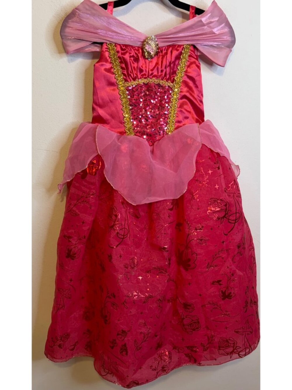 Disney Princess Aurora Pink Lined  Dress Costume Size 7/8 Sleeping Beauty Pink